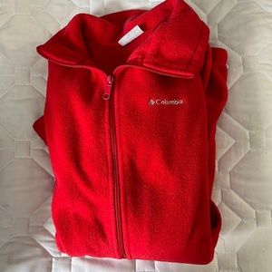 Columbia Red Full Zip Fleece Jacket Size Large